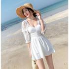 Balloon-sleeve Swimdress