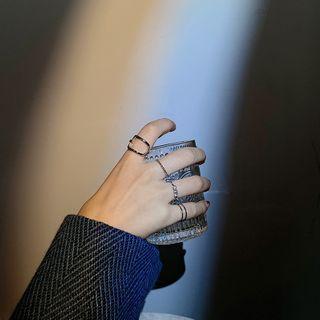 Set: Alloy Ring (assorted Designs) Ring - Silver - One Size