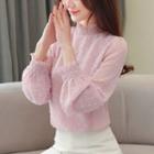 Balloon-sleeve Dot Applique Blouse