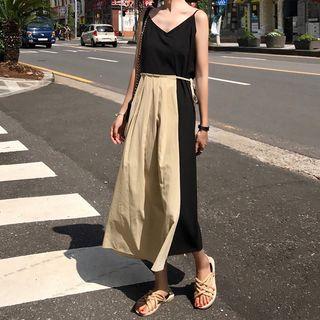 Spaghetti-strap Panel Midi Dress As Shown In Figure - One Size