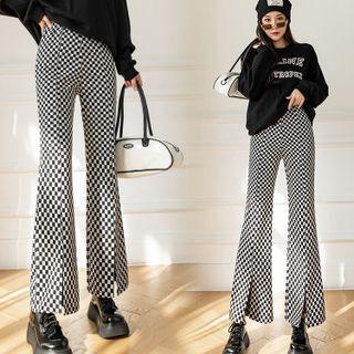 Checkerboard Bell Bottom Pants