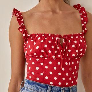 Polka Dot Square Neck Top