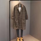 Plaid Trench Coat Plaid - Brown - One Size