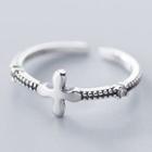 925 Sterling Silver Cross Open Ring Ring - S925 Silver - One Size