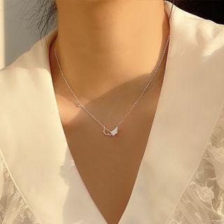 Wings Pendant Sterling Silver Necklace 1pc - Silver - One Size