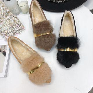 Fleece-lined Pointed Furry Flats