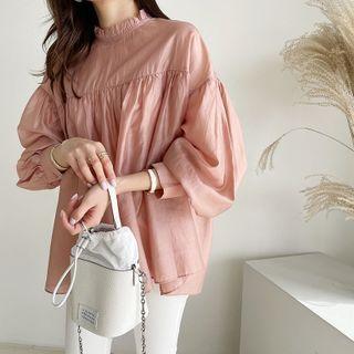 Frilled Shirred Sheer Blouse