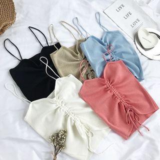 Spaghetti-strap Drawstring Knit Top