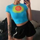 Cap-sleeve Spiral Print Crop Top