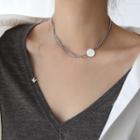Stainless Steel Disc Pendant Layered Choker
