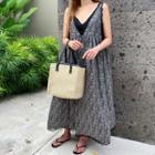 Plunge-neck Maxi Pinafore Dress Black - One Size