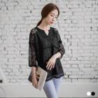 Floral Lace V-neck Top
