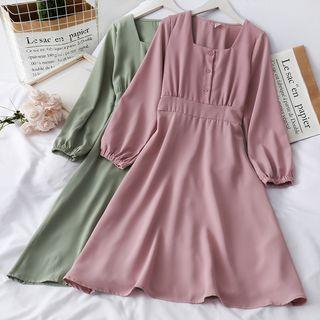 Tie-back Square-neck A-line Dress