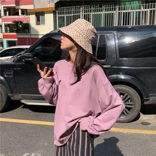 Set: Loose-fit Plain Top + Striped Midi Skirt