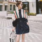 Stand Collar Color Block Drawstring Waist Trench Jacket