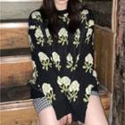 Round-neck Floral Oversize Sweater