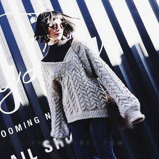Mock Two Piece Cable Knit Sweater