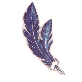 Feather Print Waterproof Temporary Tattoo Purple - One Piece