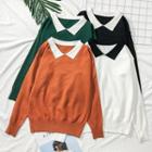 Colorblock Collared Knit Sweater