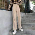 Straight-cut Corduroy Plain Pants