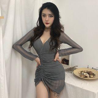 Long-sleeve Mesh Swim Dress