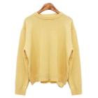 Plain Crew Neck Sweater Yellow - One Size