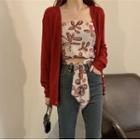 Floral Print Tie-front Camisole Top / Cardigan