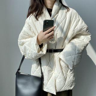 Belted Quilted Buttoned Jacket