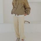 Fleece-trim Quilted Anorak Sweatshirt