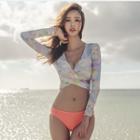 Set: Printed Bikini + Long-sleeve Rashguard