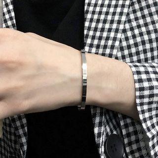 Stainless Steel Polished Open Bangle Silver - One Size