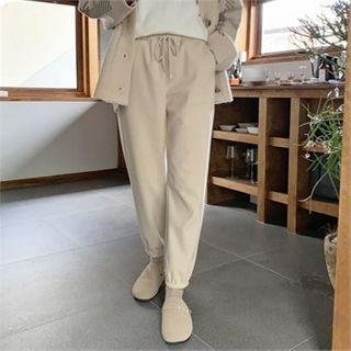 Drawstring-waist Napped Jogger Pants