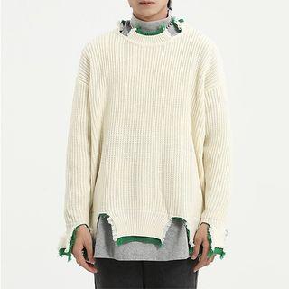 Mock Two-piece Contrast Detail Sweater