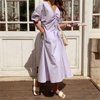 Drawstring-front Tie-back Dress
