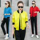 Set: Lettering Zip Jacket + Paneled Pants