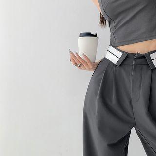 Waist-details Straight-cut Dress Pants