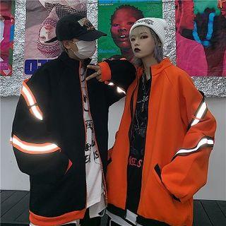 Couple Matching Strap Detail Zip Jacket