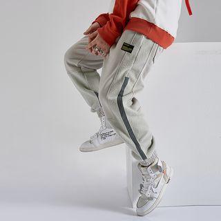 High-waist Applique Striped Pants