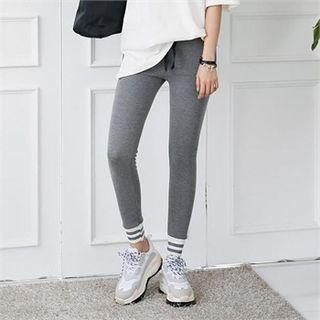 Brushed Fleece Lined Contrast-trim Leggings