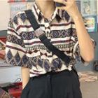 Patterned Short-sleeve Shirt As Shown In Figure - One Size
