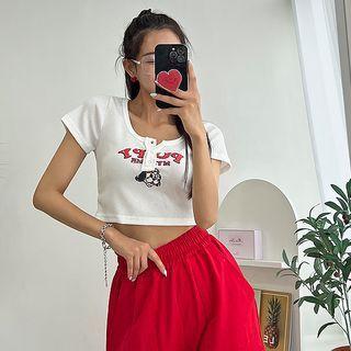 Dog-illustrated Cropped Henley