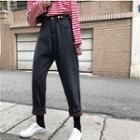 Plain Loose-fit Harem Jeans