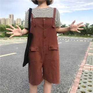 Plain Pocketed Loose Ft Pinafore Playsuit