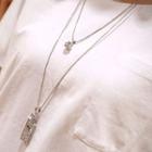 Rhinestone Double-strand Necklace Silver - One Size