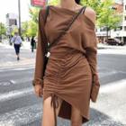 Long-sleeve Asymmetric Mini Dress