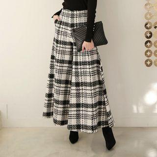 Plaid Bell-bottom Woolen Pants