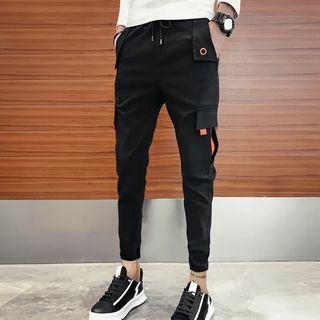 Drawstring-waist Two Tone Cargo Pants