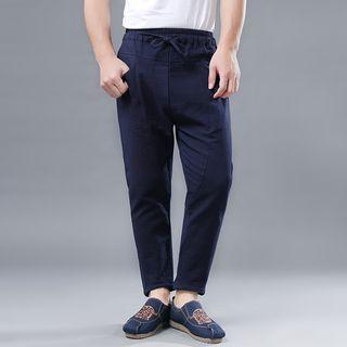 Jacquard Cotton Plain Cropped Pants