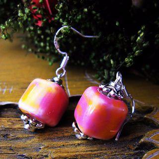 Ceramic Cube Drop Hook Earring
