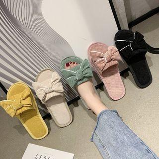 Corduroy Bow Slide Sandals